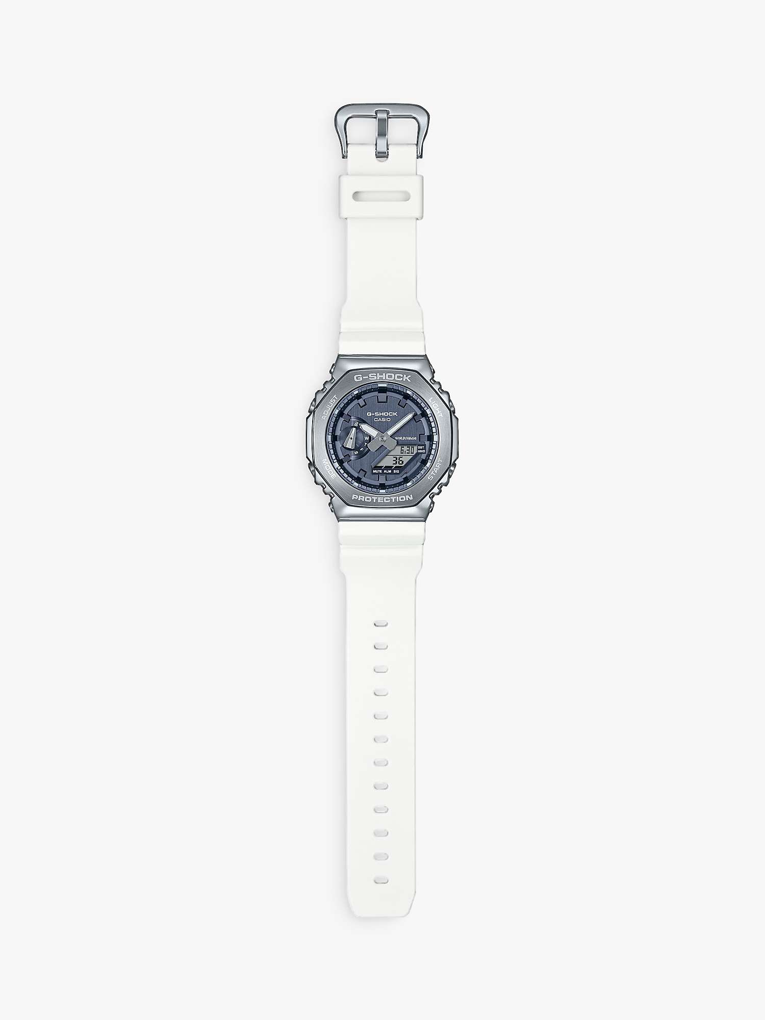 Buy Casio GM-2100WS-7AER Unisex G-Shock Metal Covered Resin Strap Watch, White/Blue Online at johnlewis.com