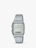 Casio Unisex Vintage Dual Display Bracelet Strap Watch, Silver