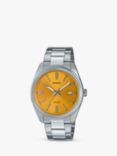 Casio Unisex Analogue Bracelet Strap Watch, Silver/Yellow MTP-1302PD-9AVEF