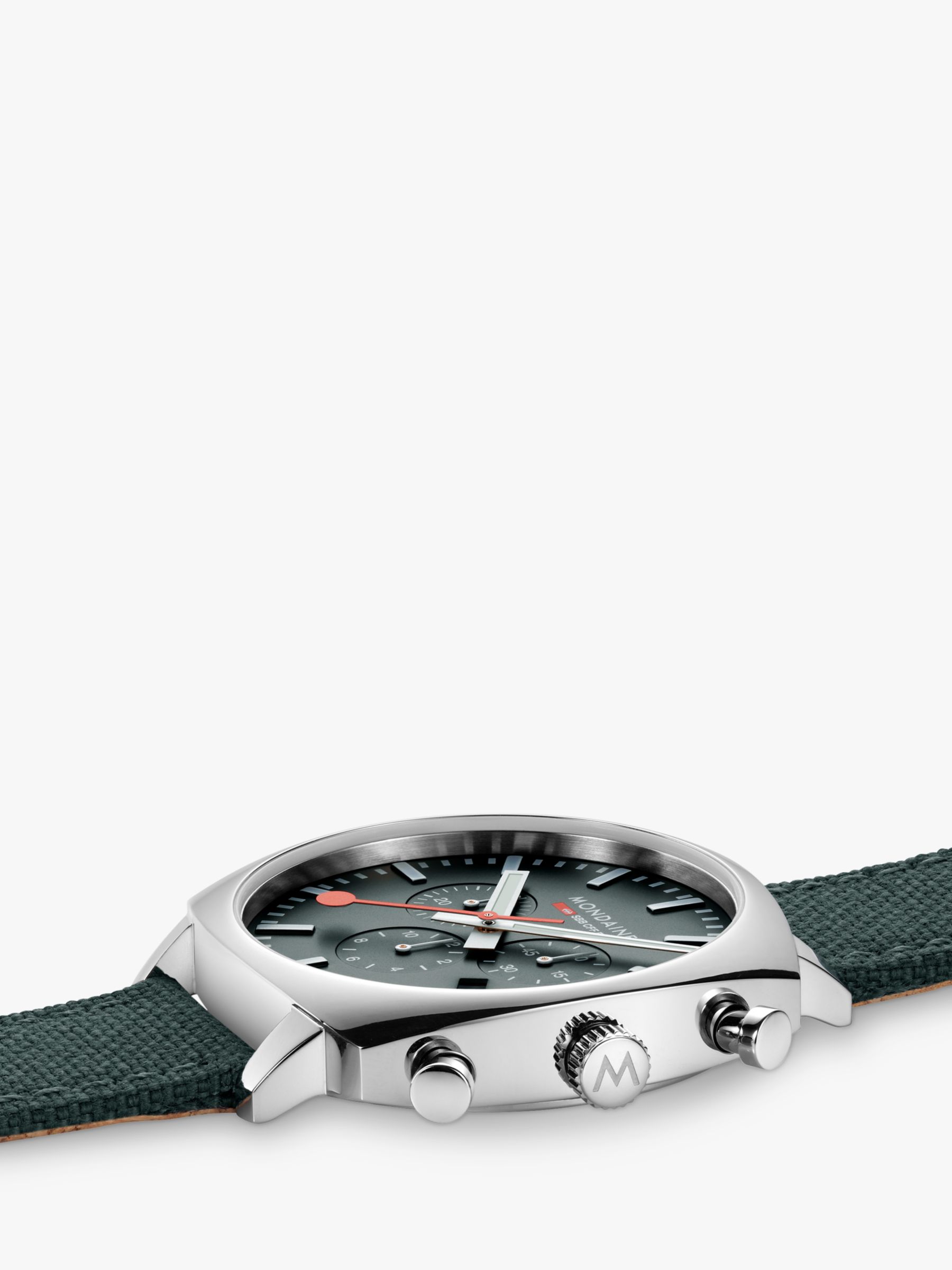 Buy Mondaine MSL.41460.LF.SET Men's Grand Cushion Date Chronograph Fabric Strap Watch, Green Online at johnlewis.com