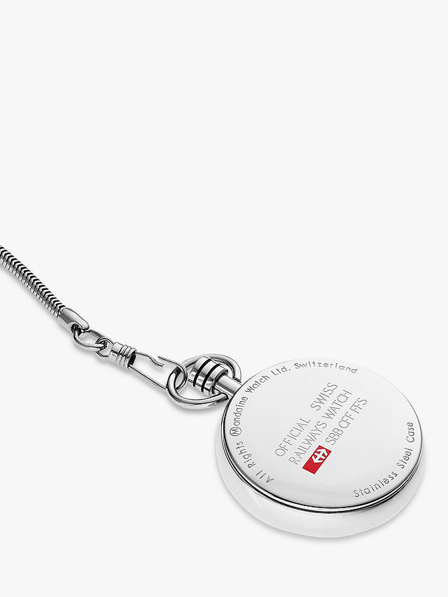 Mondaine A660.30316.11SBB Men's Snake Chain Strap Pocket Watch, Silver/White
