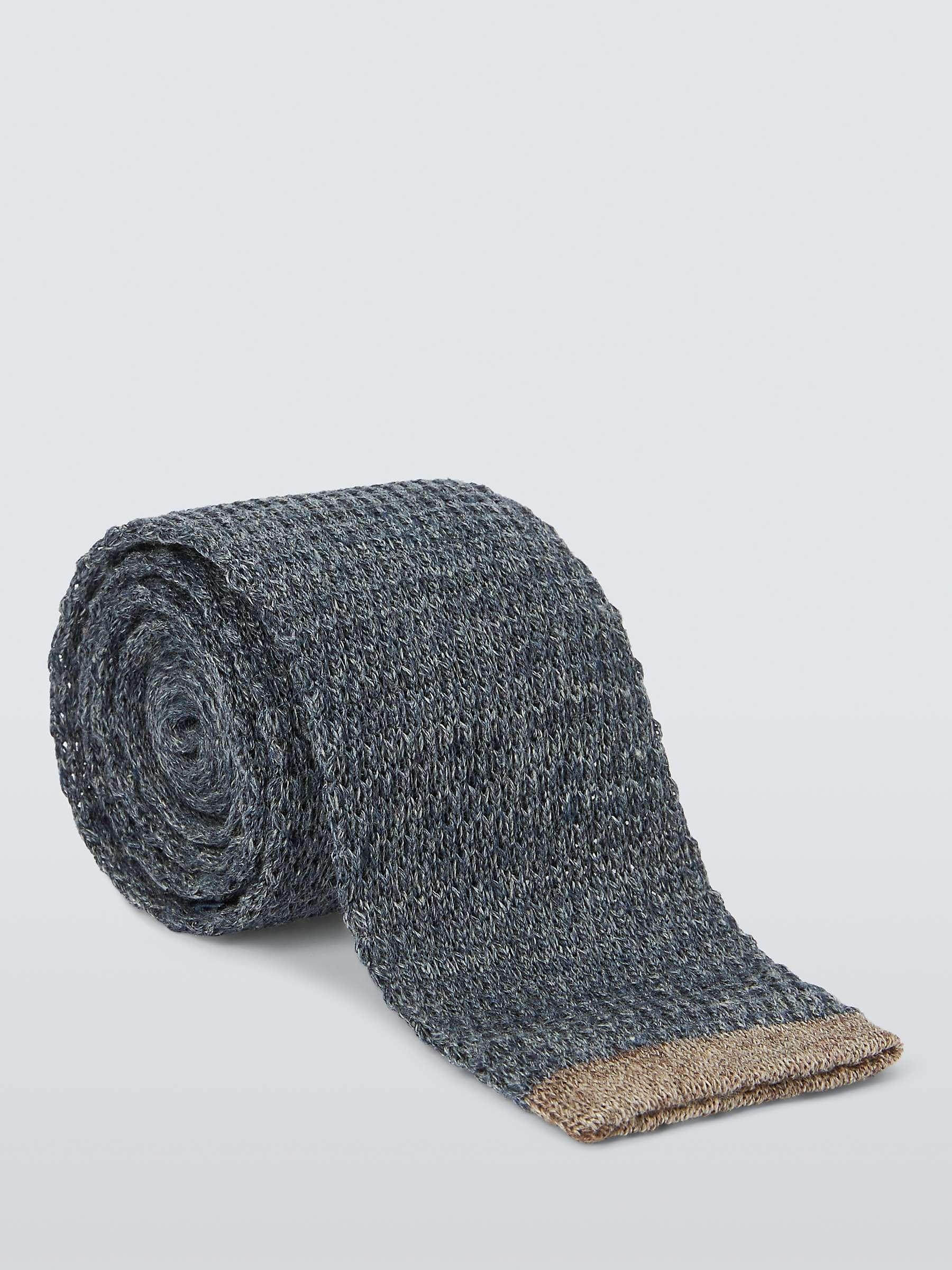 Buy John Lewis Knitted Linen Tie, Navy/Neutral Online at johnlewis.com