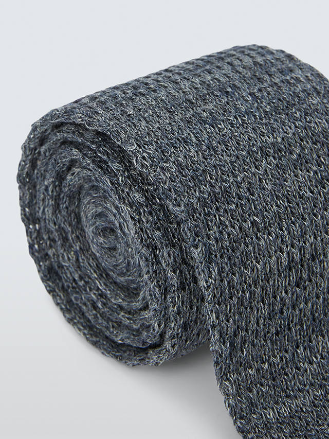 John Lewis Knitted Linen Tie, Navy/Neutral
