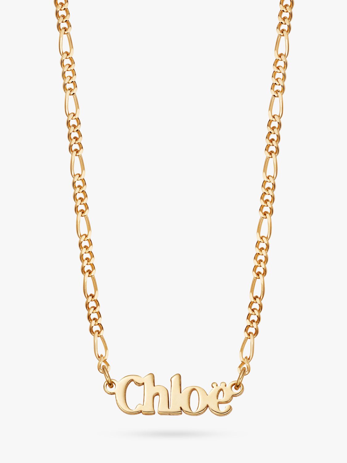 Daisy London Personalised Nameplate Figaro Chain Necklace, Gold