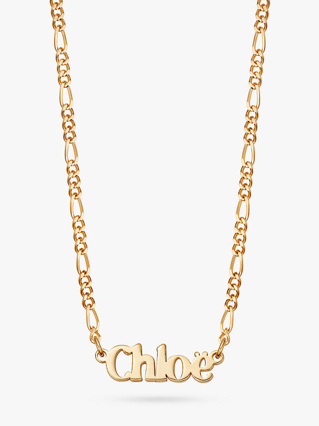 Daisy London Personalised Nameplate Figaro Chain Necklace, Gold