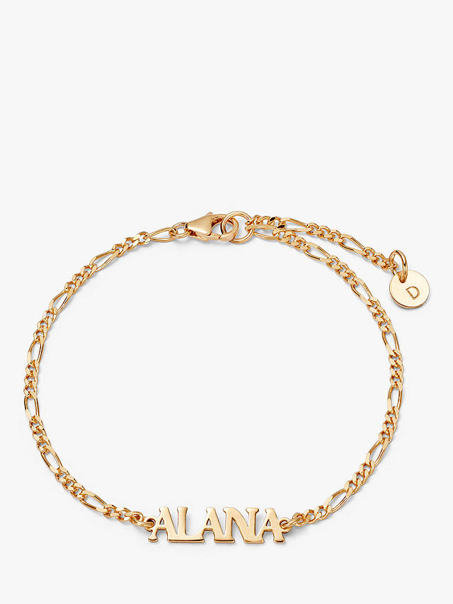Daisy London Personalised Nameplate Figaro Chain Bracelet, Yellow Gold