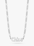 Daisy London Personalised Nameplate Figaro Chain Necklace, Silver