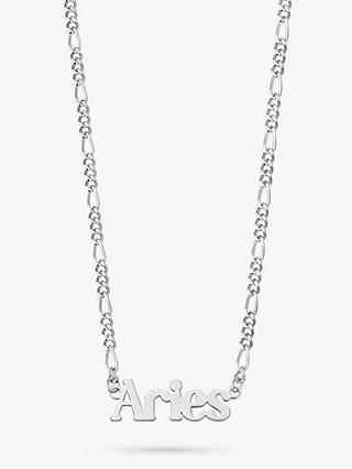 Daisy London Zodiac Nameplate Figaro Necklace, Silver