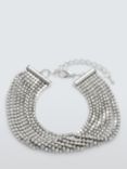John Lewis Multi-Row Diamante Bracelet, Silver