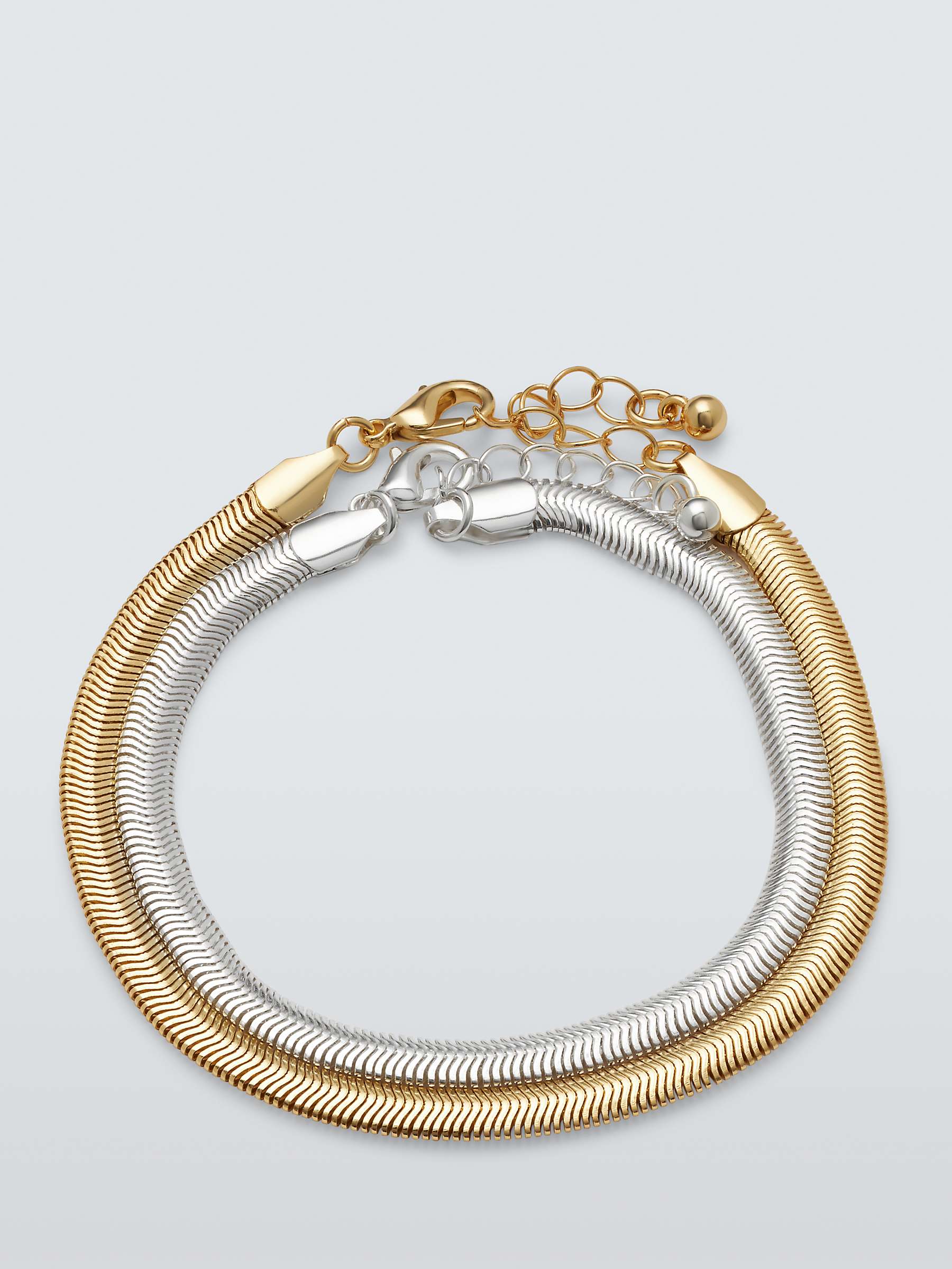 Buy John Lewis Herringbone Chain Bracelet, Set of 2, Gold/Silver Online at johnlewis.com