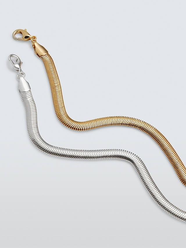 John Lewis Herringbone Chain Bracelet, Set of 2, Gold/Silver