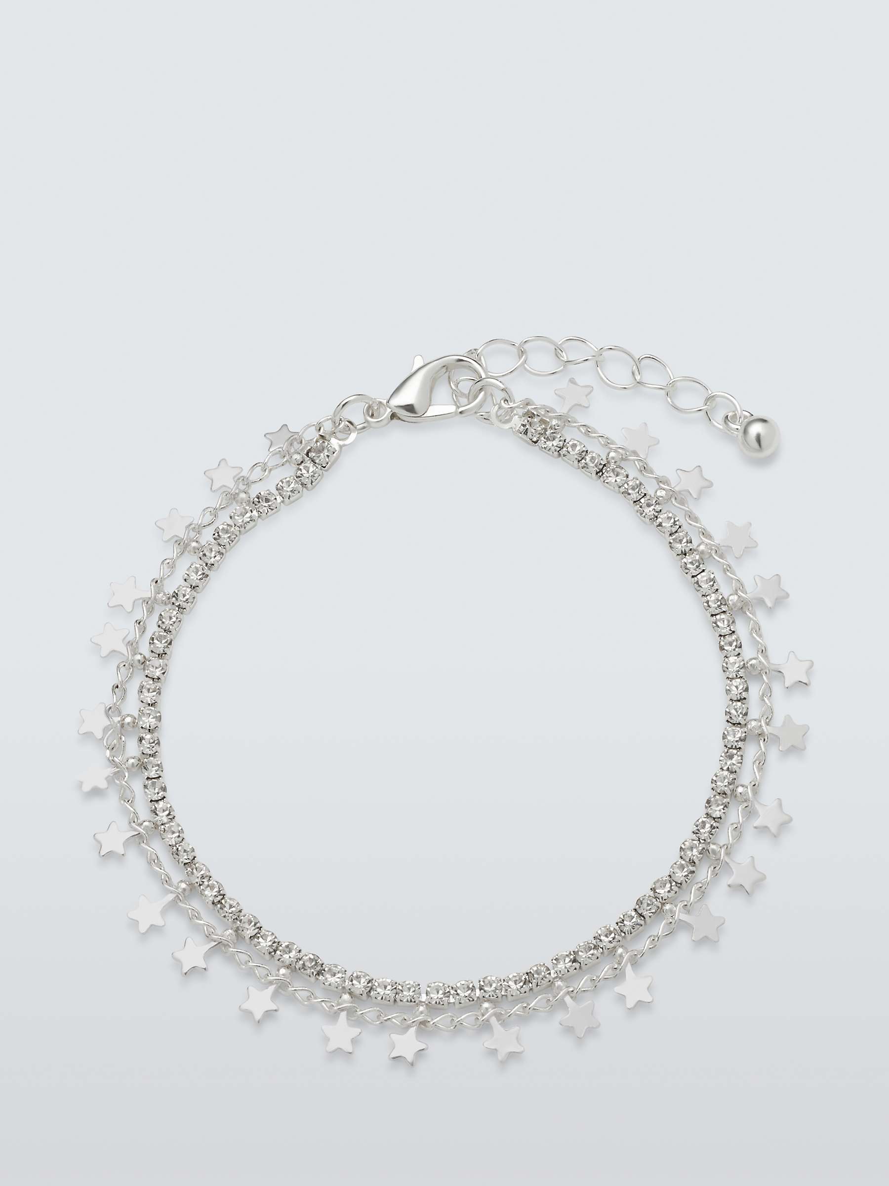 Buy John Lewis Star & Diamante Layered Chain Bracelet, Silver Online at johnlewis.com