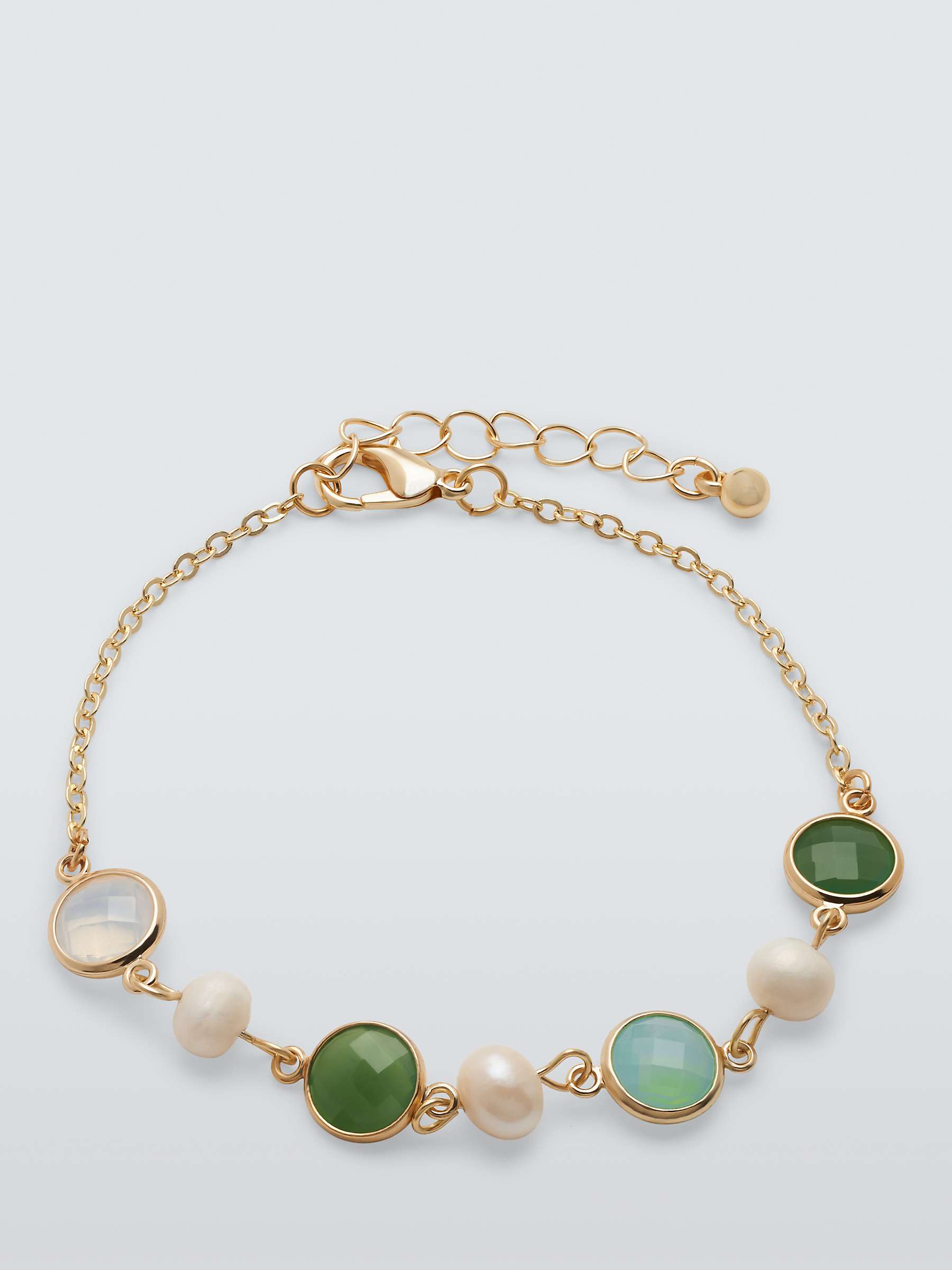 Buy John Lewis Freshwater Pearl & Beaded Bracelet, Green/Gold Online at johnlewis.com