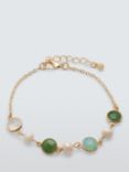 John Lewis Freshwater Pearl & Beaded Bracelet, Green/Gold