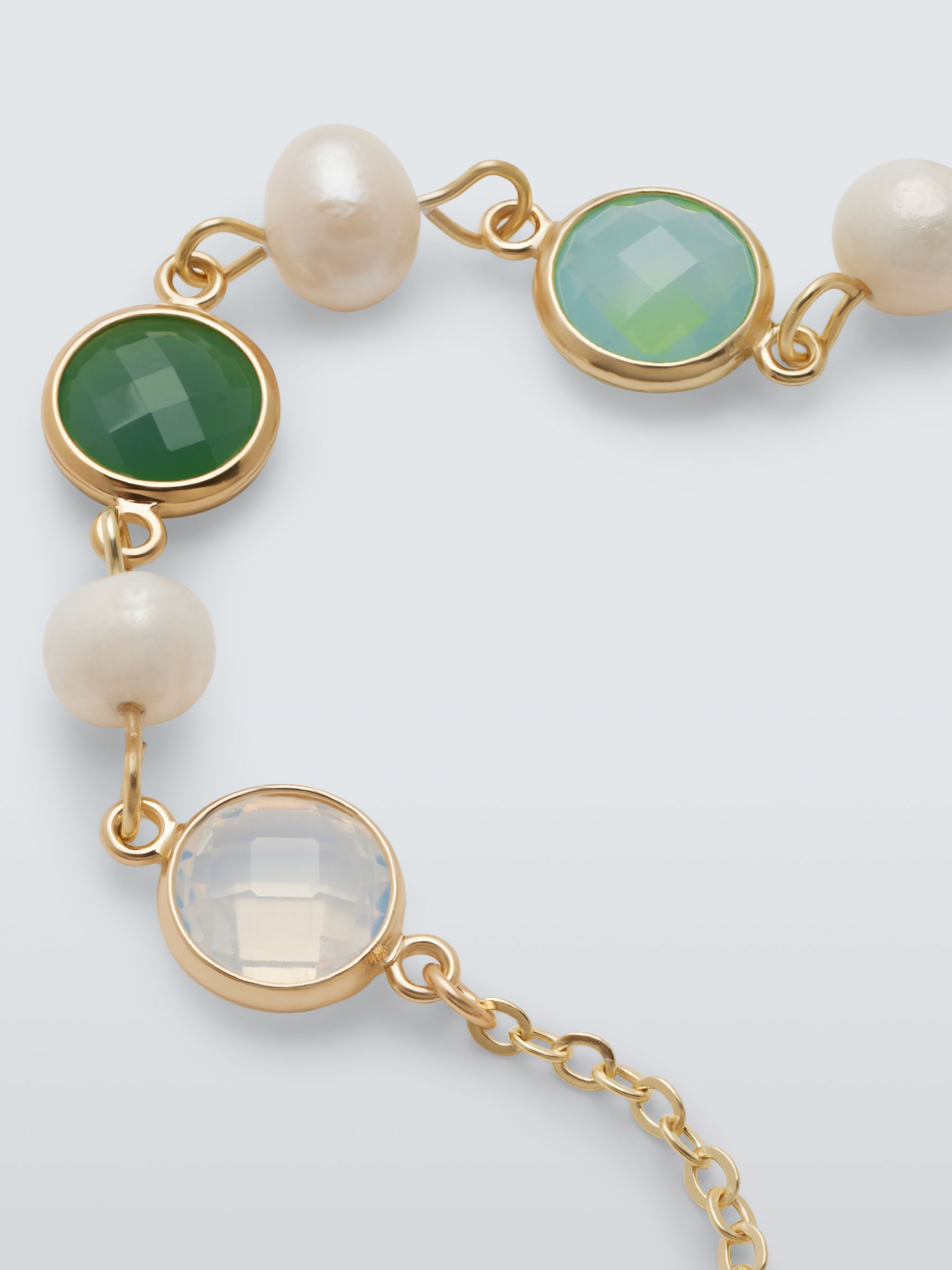 Buy John Lewis Freshwater Pearl & Beaded Bracelet, Green/Gold Online at johnlewis.com
