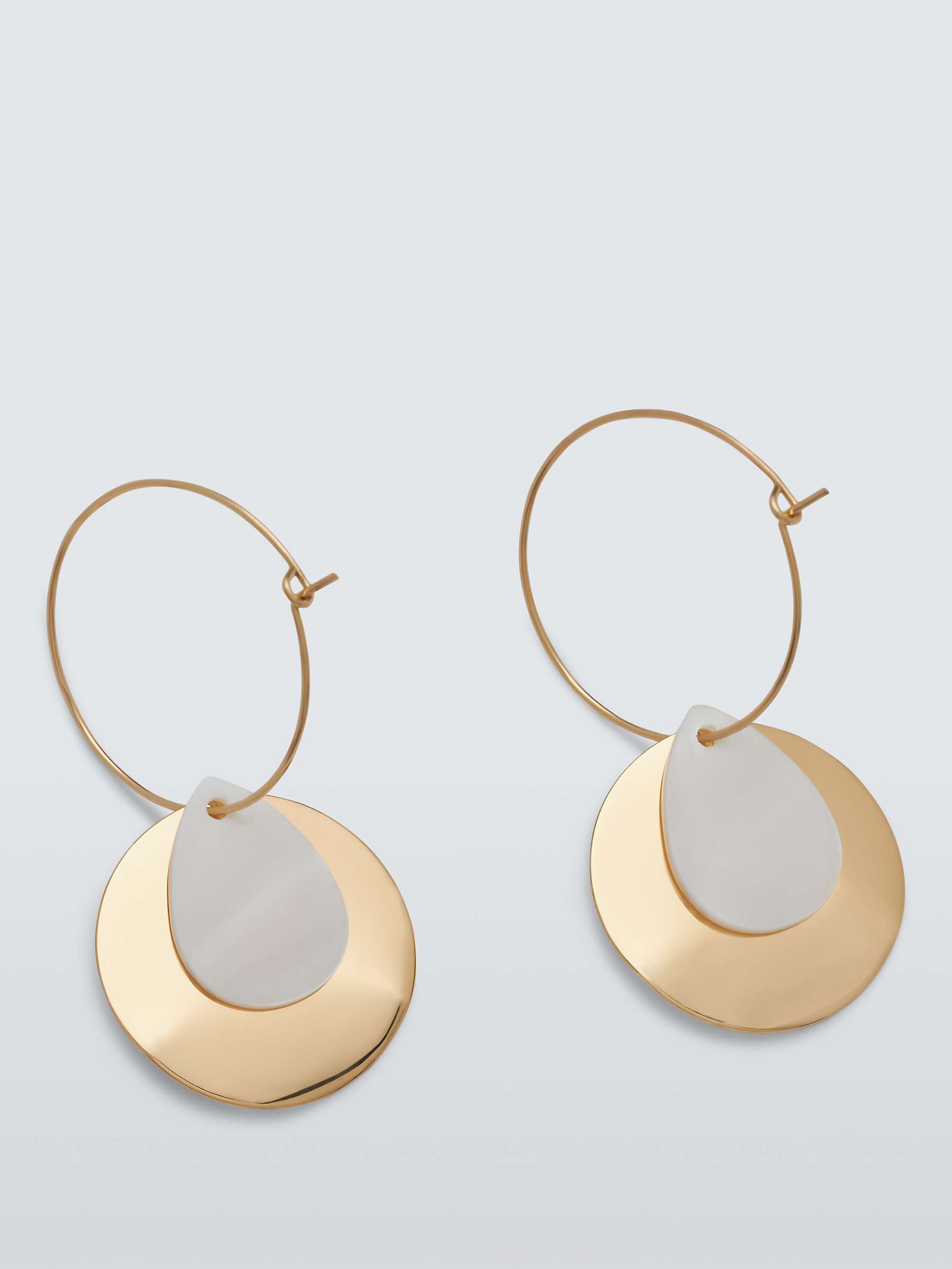 Buy John Lewis Polished Disc and Shell Drop Hoop Earrings, Gold Online at johnlewis.com