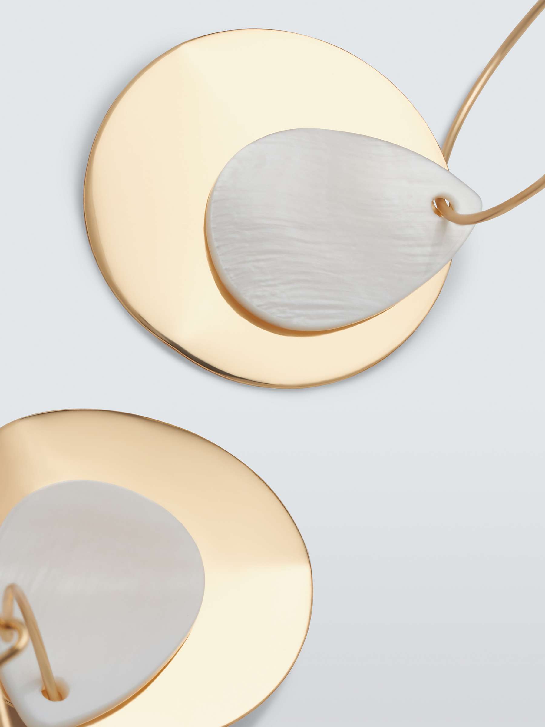 Buy John Lewis Polished Disc and Shell Drop Hoop Earrings, Gold Online at johnlewis.com