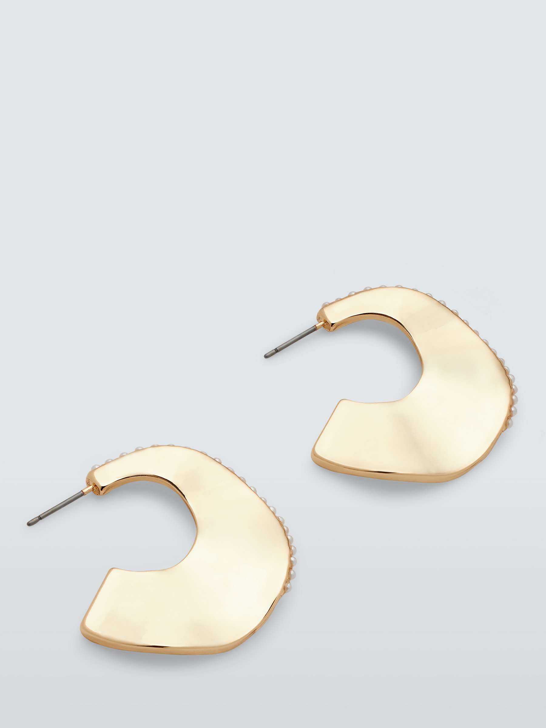 Buy John Lewis Faux Pearl Wide Wavy Half Hoop Earrings, Gold Online at johnlewis.com