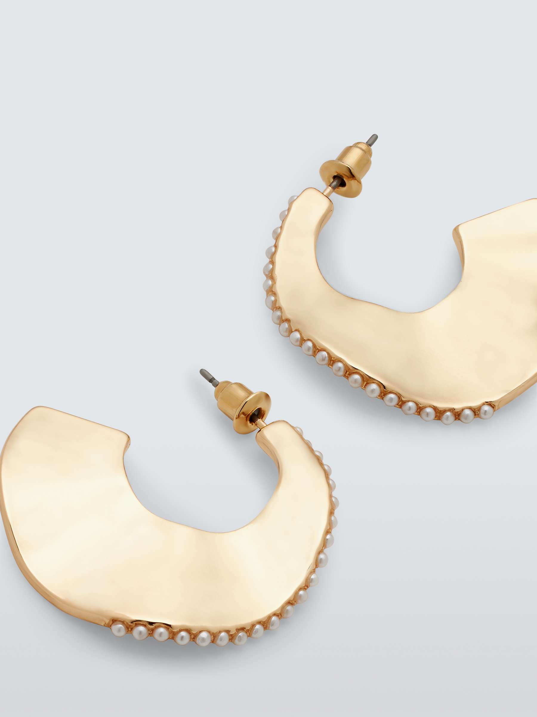 Buy John Lewis Faux Pearl Wide Wavy Half Hoop Earrings, Gold Online at johnlewis.com