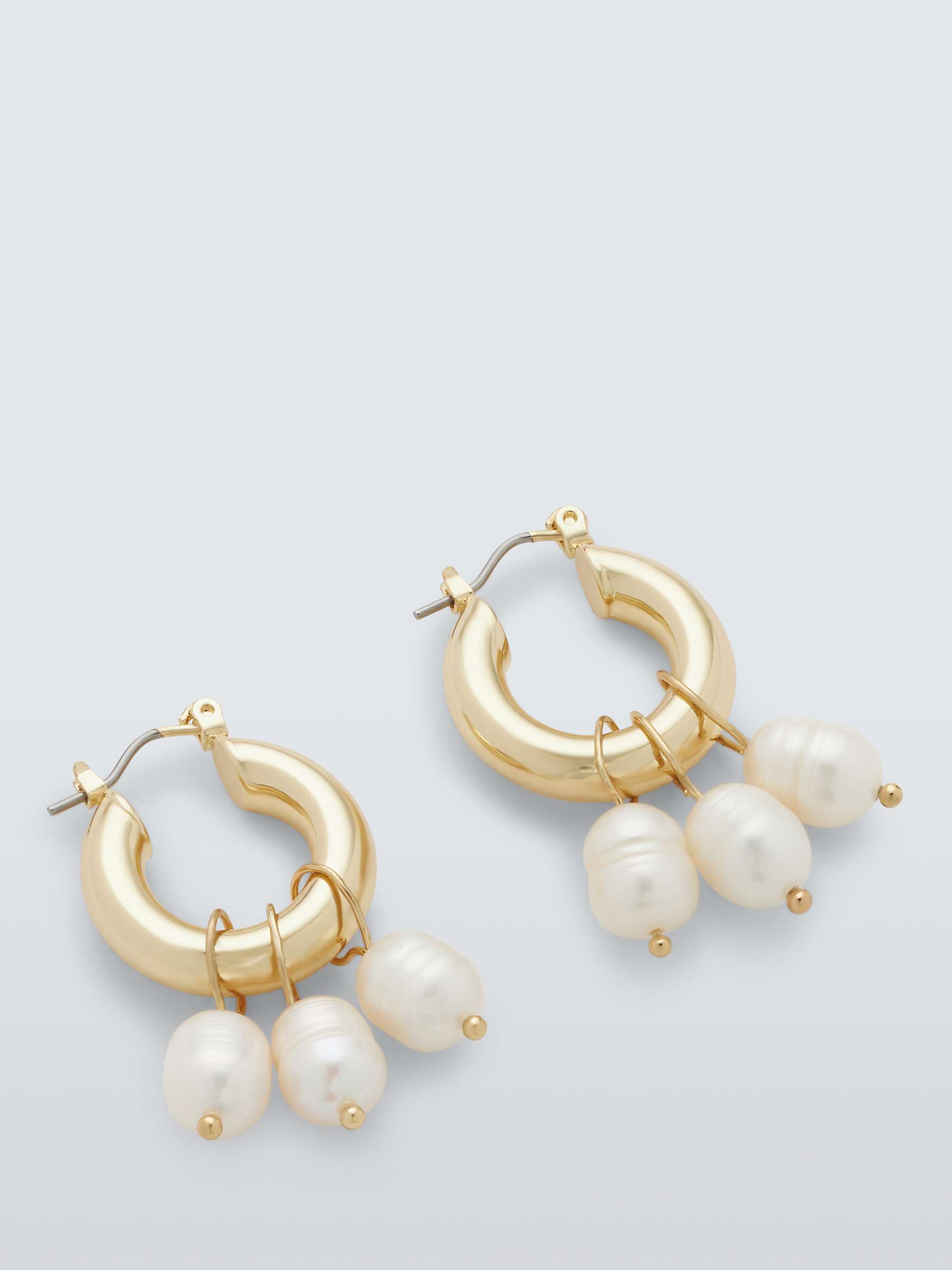 Buy John Lewis 3 Freshwater Pearl Small Hoop Earrings, Gold/White Online at johnlewis.com