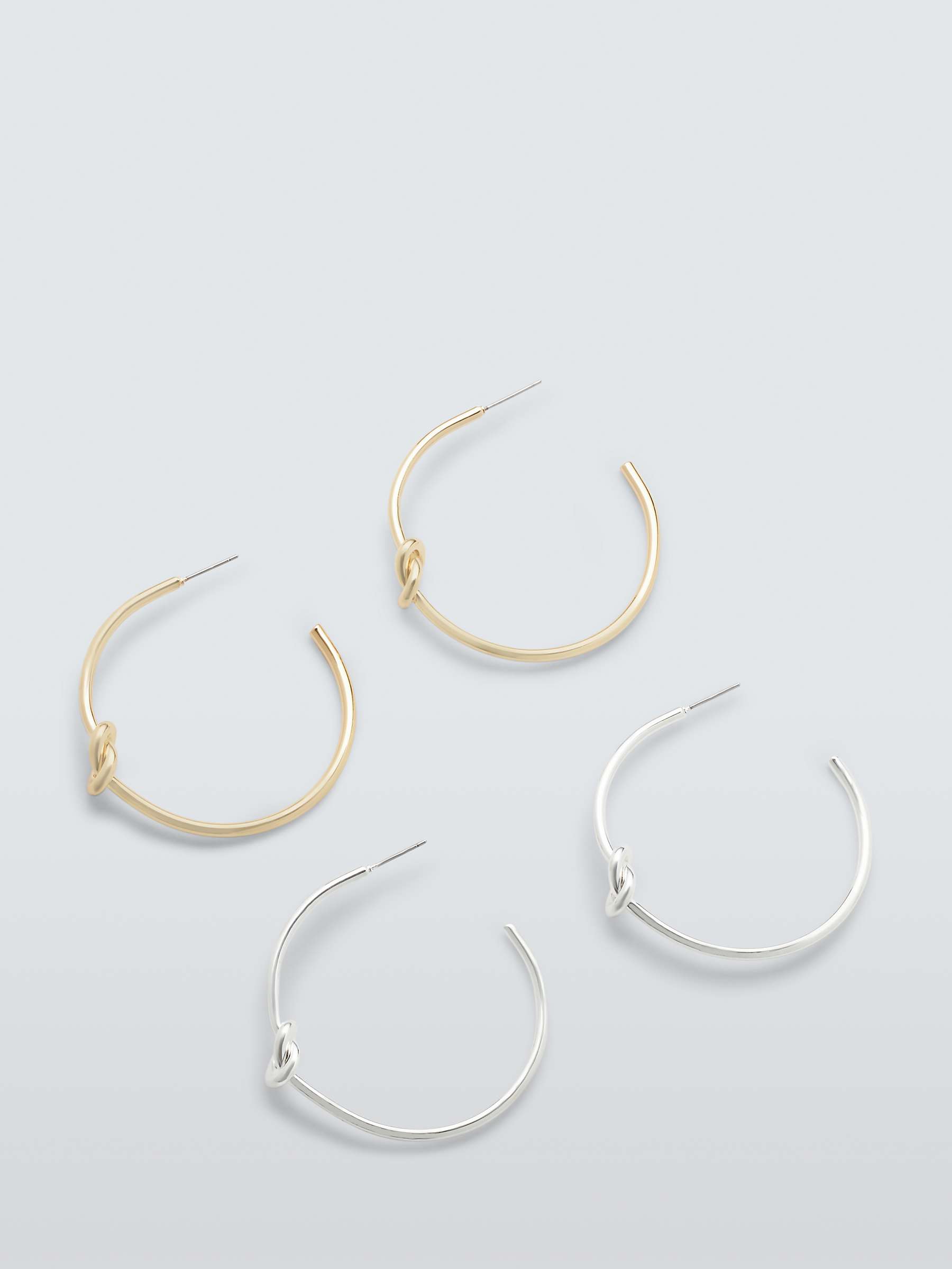 Buy John Lewis Knot Detail Half Hoop Earrings, Set of 2, Gold/Silver Online at johnlewis.com