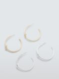 John Lewis Knot Detail Half Hoop Earrings, Set of 2, Gold/Silver