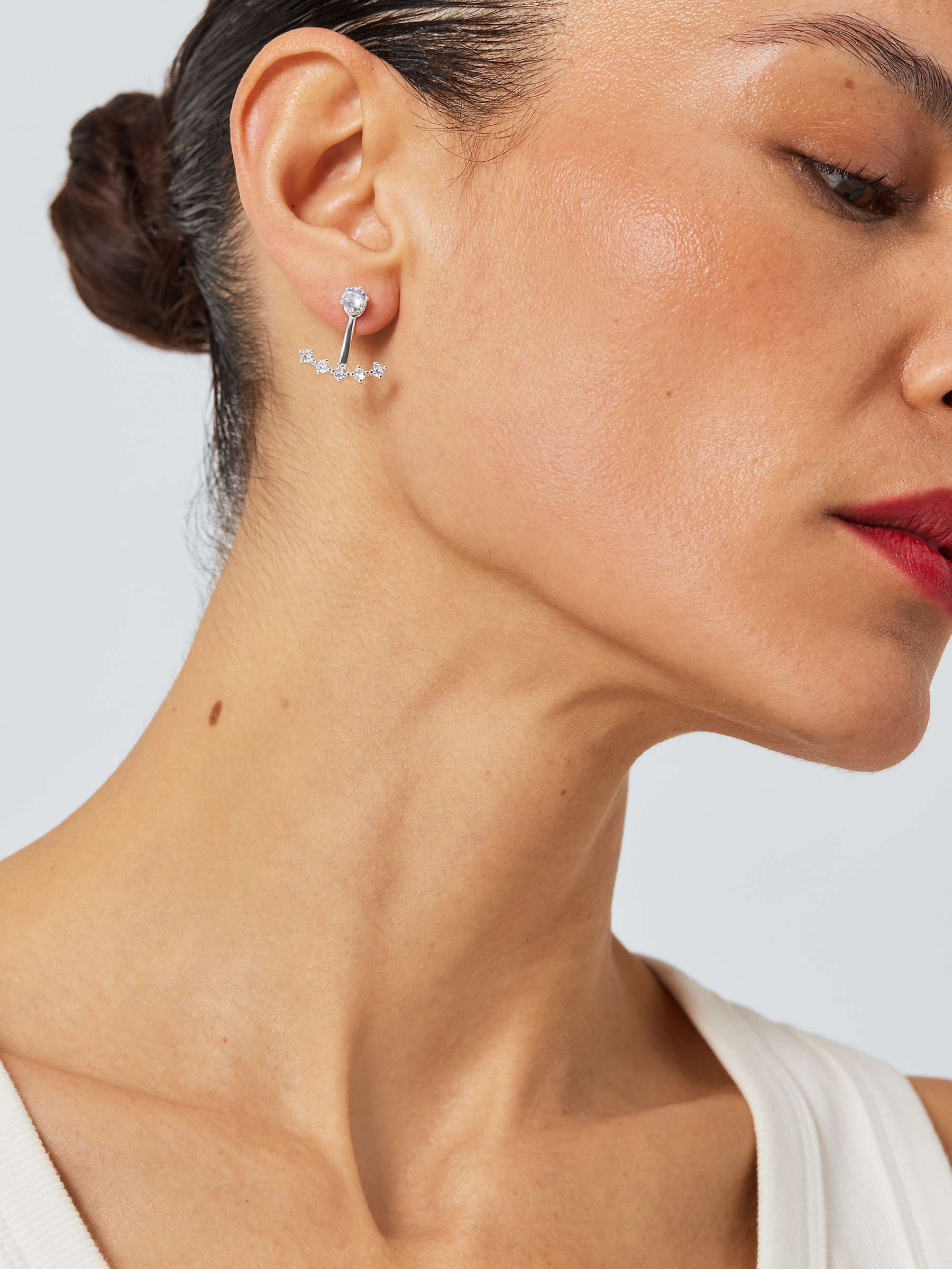 Buy John Lewis Cubic Zirconia Back to Front Earrings, Silver Online at johnlewis.com