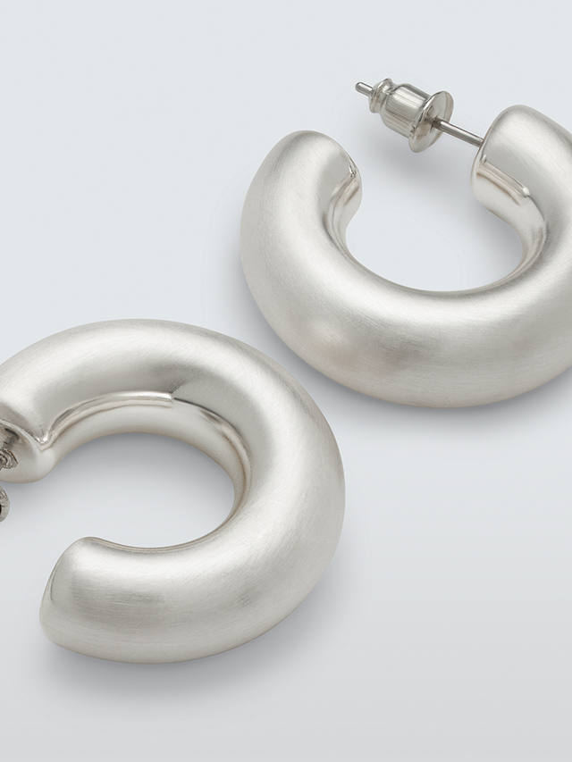 John Lewis Brushed Chunky Hoop Earrings, Silver