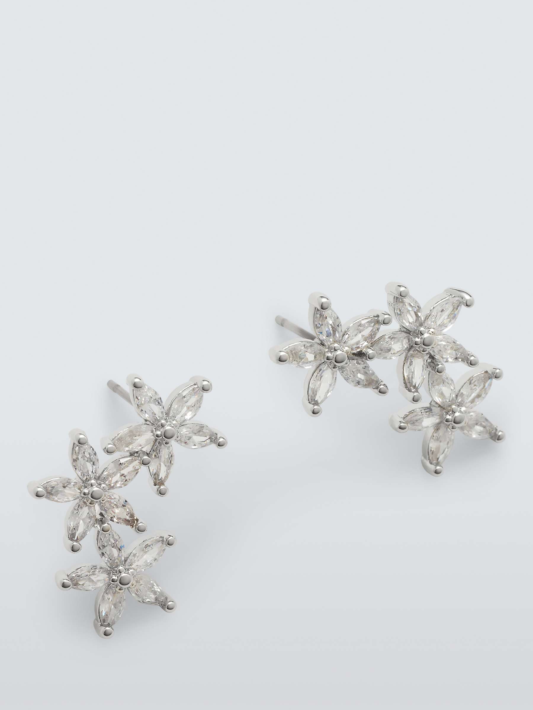 Buy John Lewis Cubic Zirconia Triple Flower Earrings, Silver Online at johnlewis.com