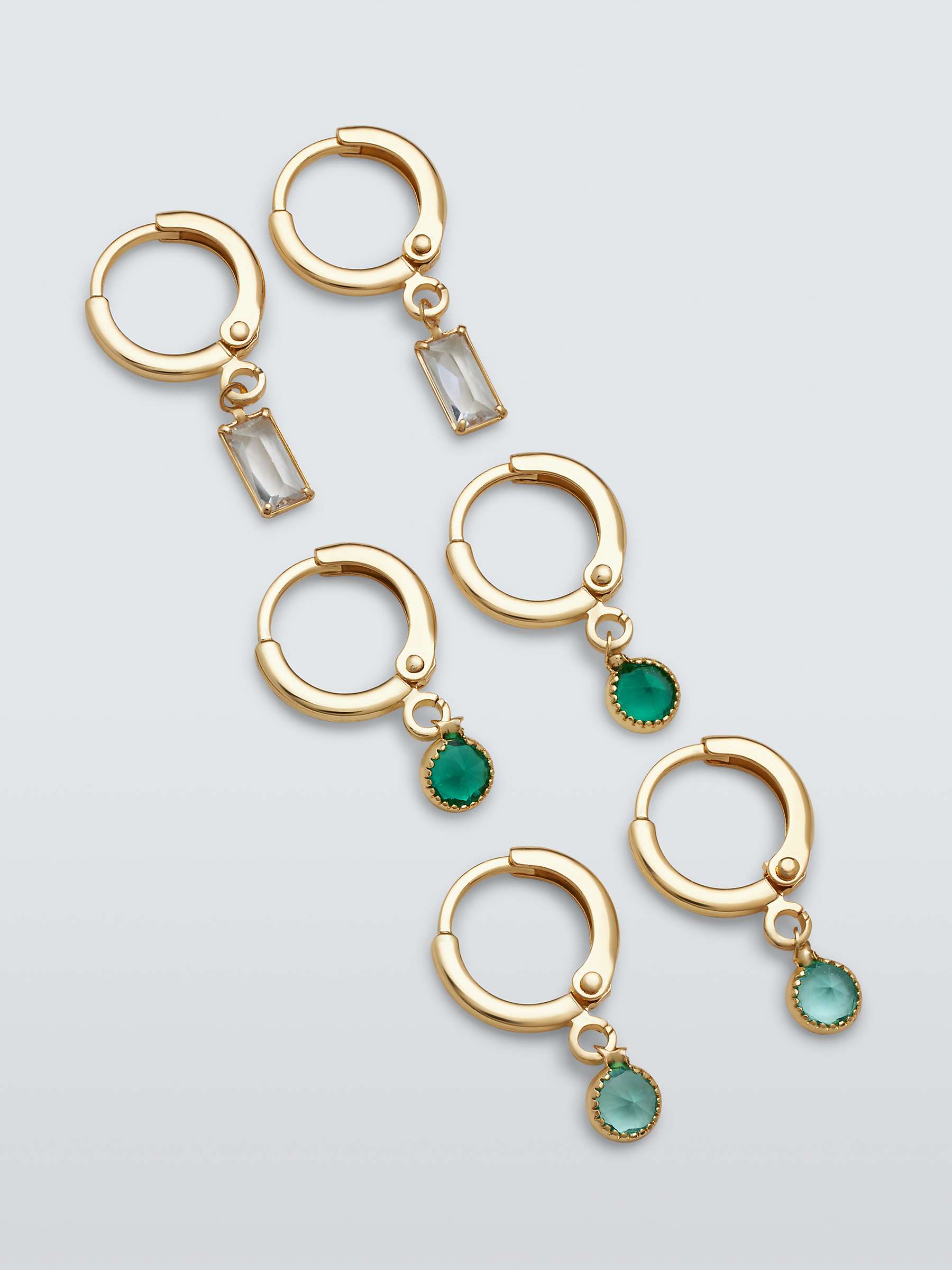 Buy John Lewis Droplet Crystal Huggie Hoop Earrings, Set of 3, Gold/Multi Online at johnlewis.com