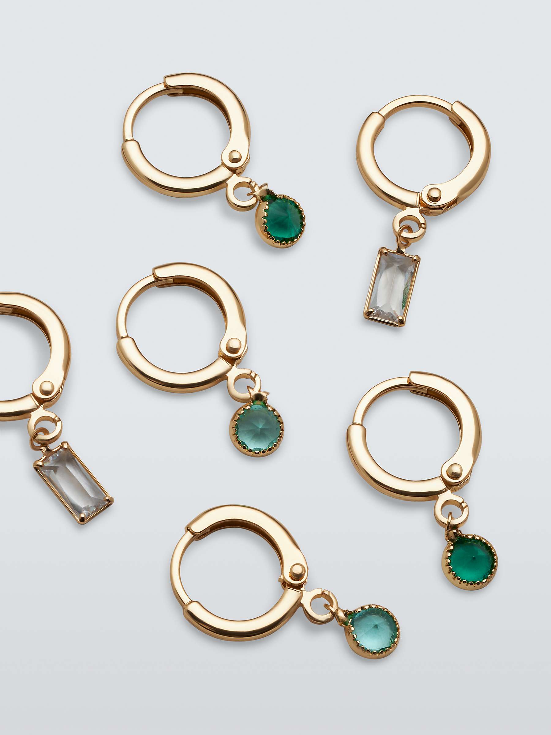 Buy John Lewis Droplet Crystal Huggie Hoop Earrings, Set of 3, Gold/Multi Online at johnlewis.com