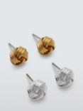 John Lewis Small Knot Stud Earrings, Set of 2 Pairs, Gold/Silver