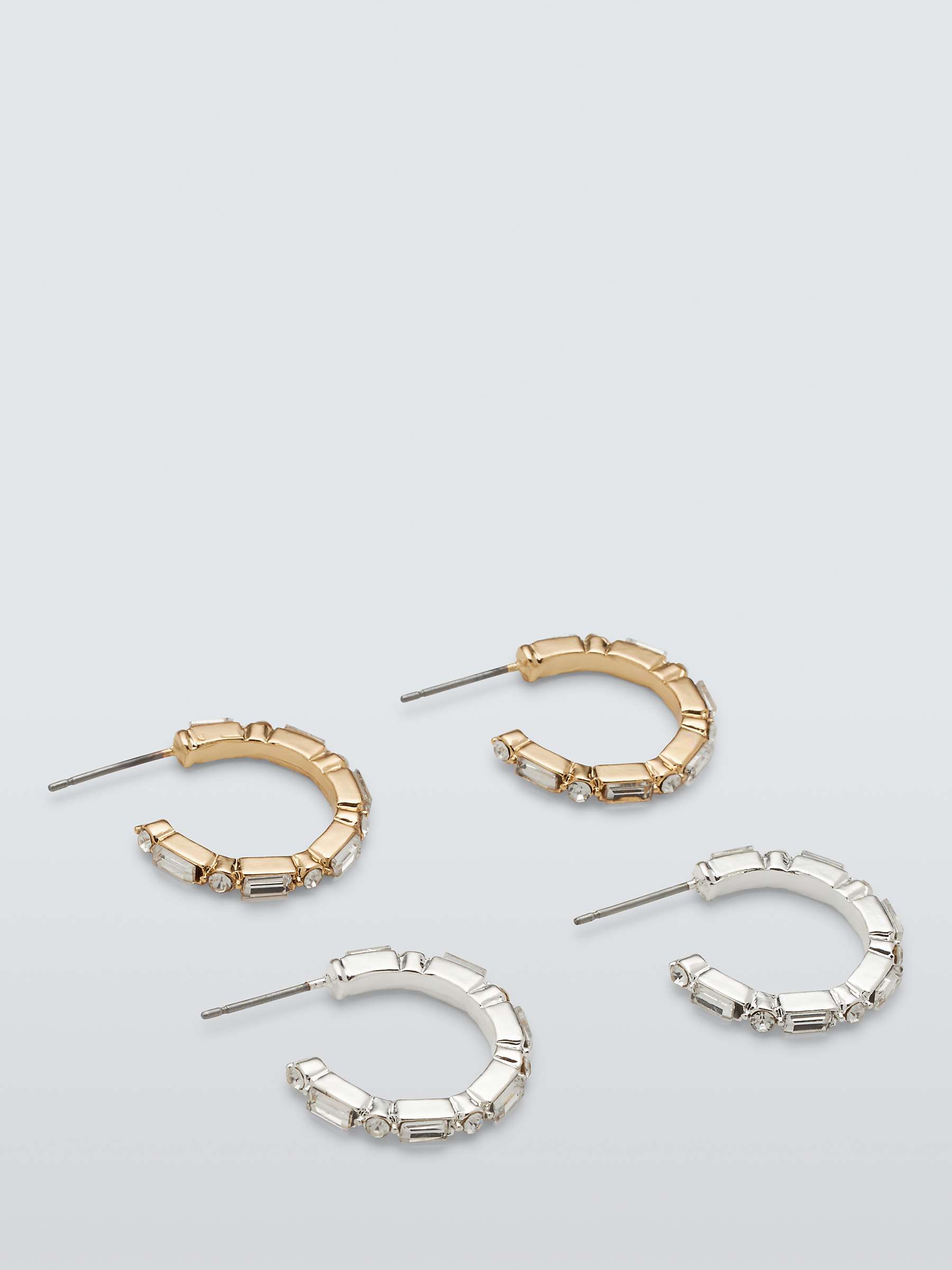 Buy John Lewis Diamante Half Hoop Earrings, Set of 2 Pairs, Gold & Silver Online at johnlewis.com