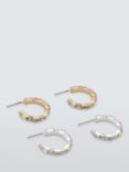 John Lewis Diamante Half Hoop Earrings, Set of 2 Pairs, Gold & Silver