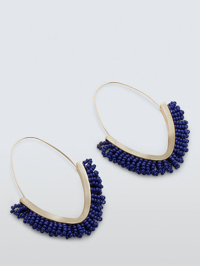 John Lewis Beaded Hoop Earrings, Gold/Blue