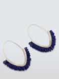 John Lewis Beaded Hoop Earrings, Gold/Blue