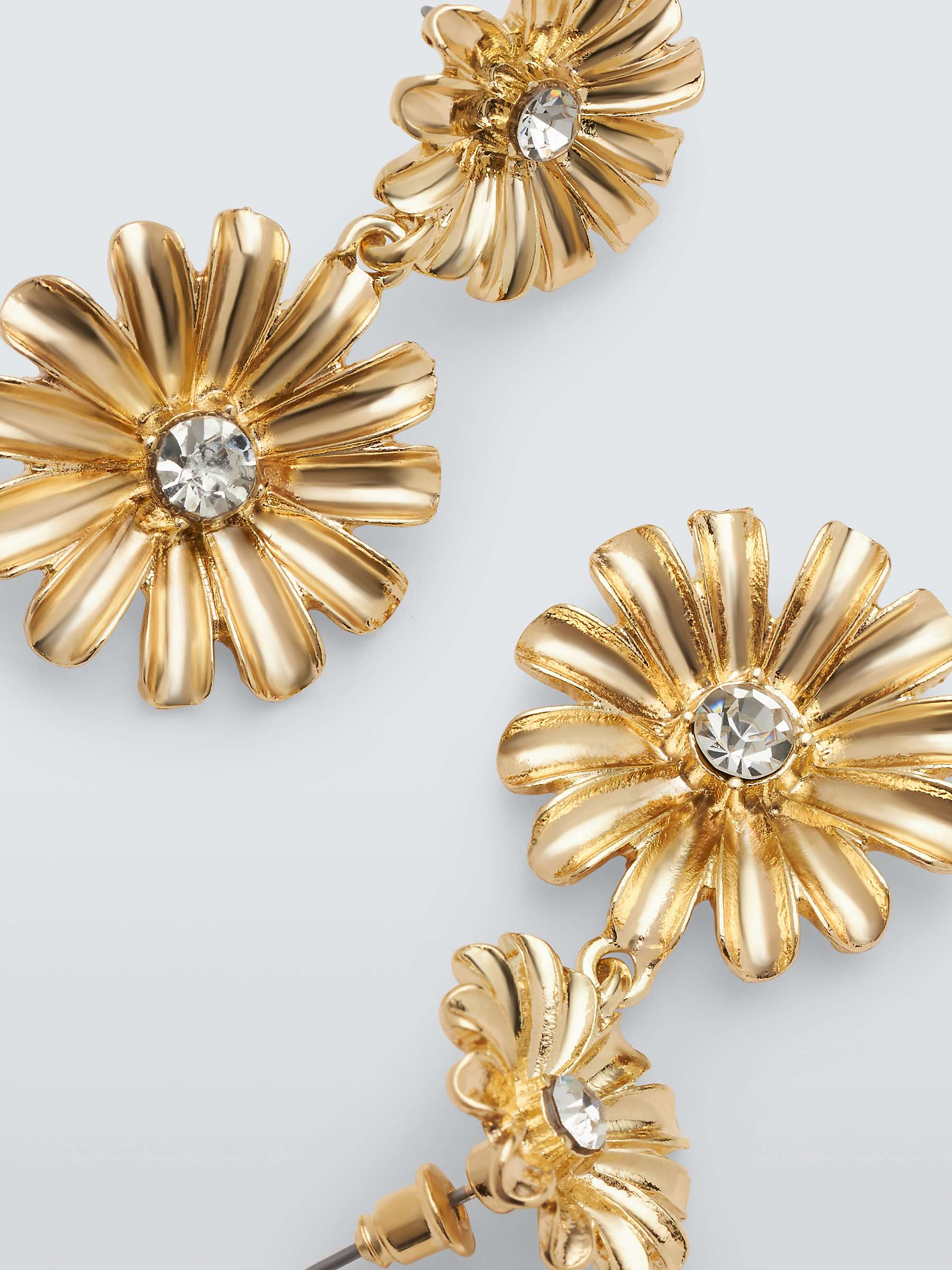Buy John Lewis Double Flower Drop Earrings, Gold Online at johnlewis.com