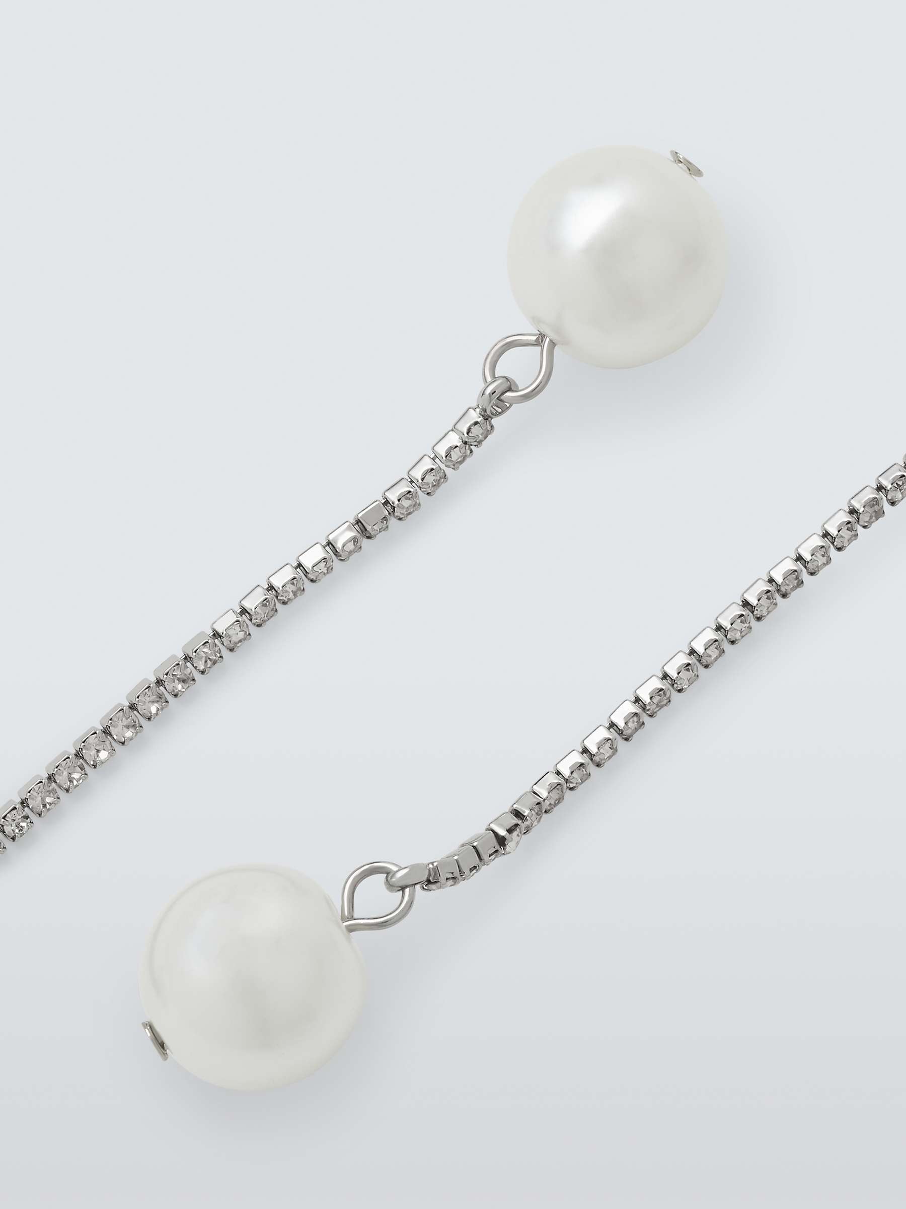 Buy John Lewis Pearl Detail Diamante Drop Earrings, Silver Online at johnlewis.com