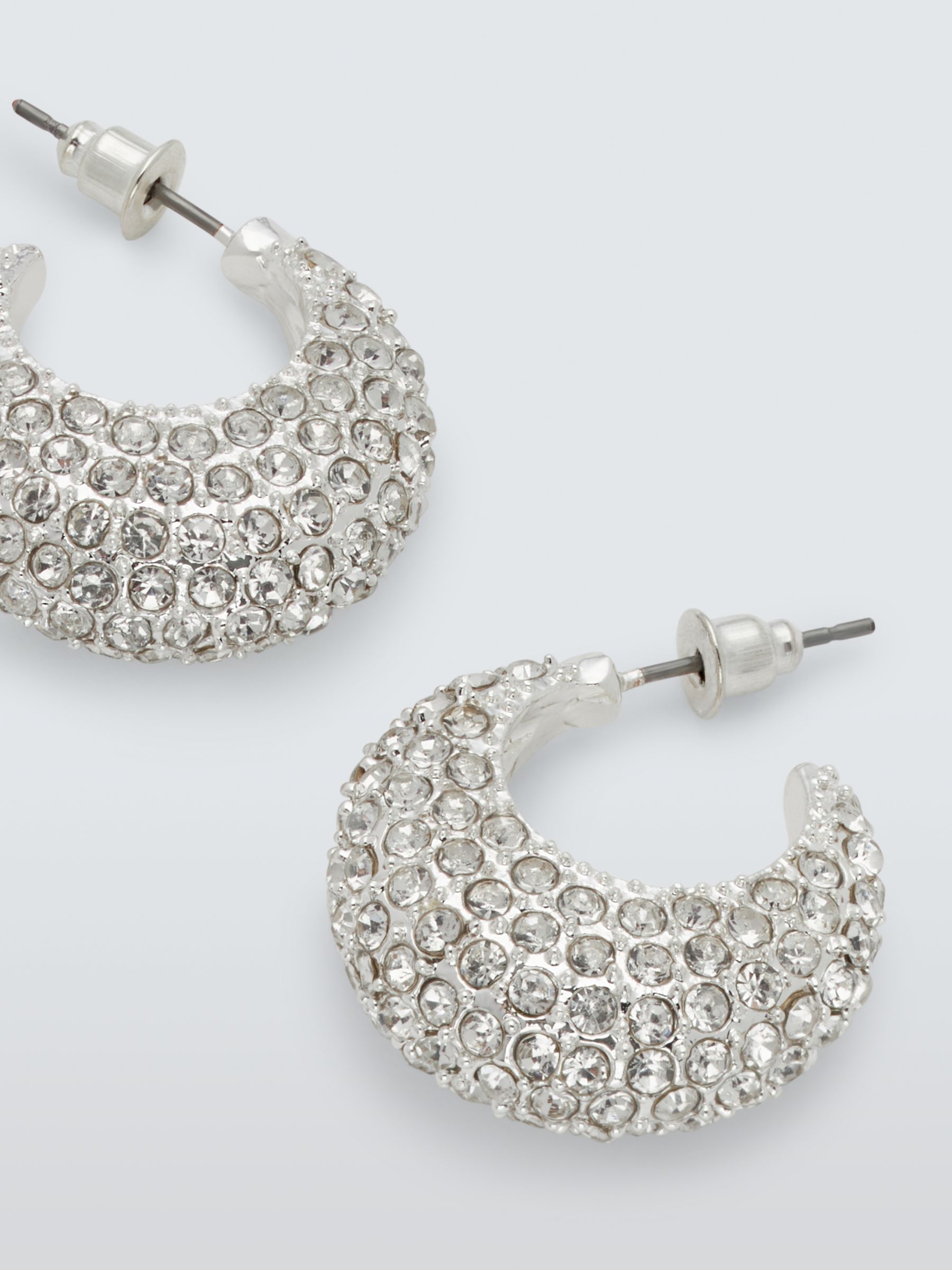 Buy John Lewis Diamante Encrusted Half Hoop Earrings, Silver Online at johnlewis.com