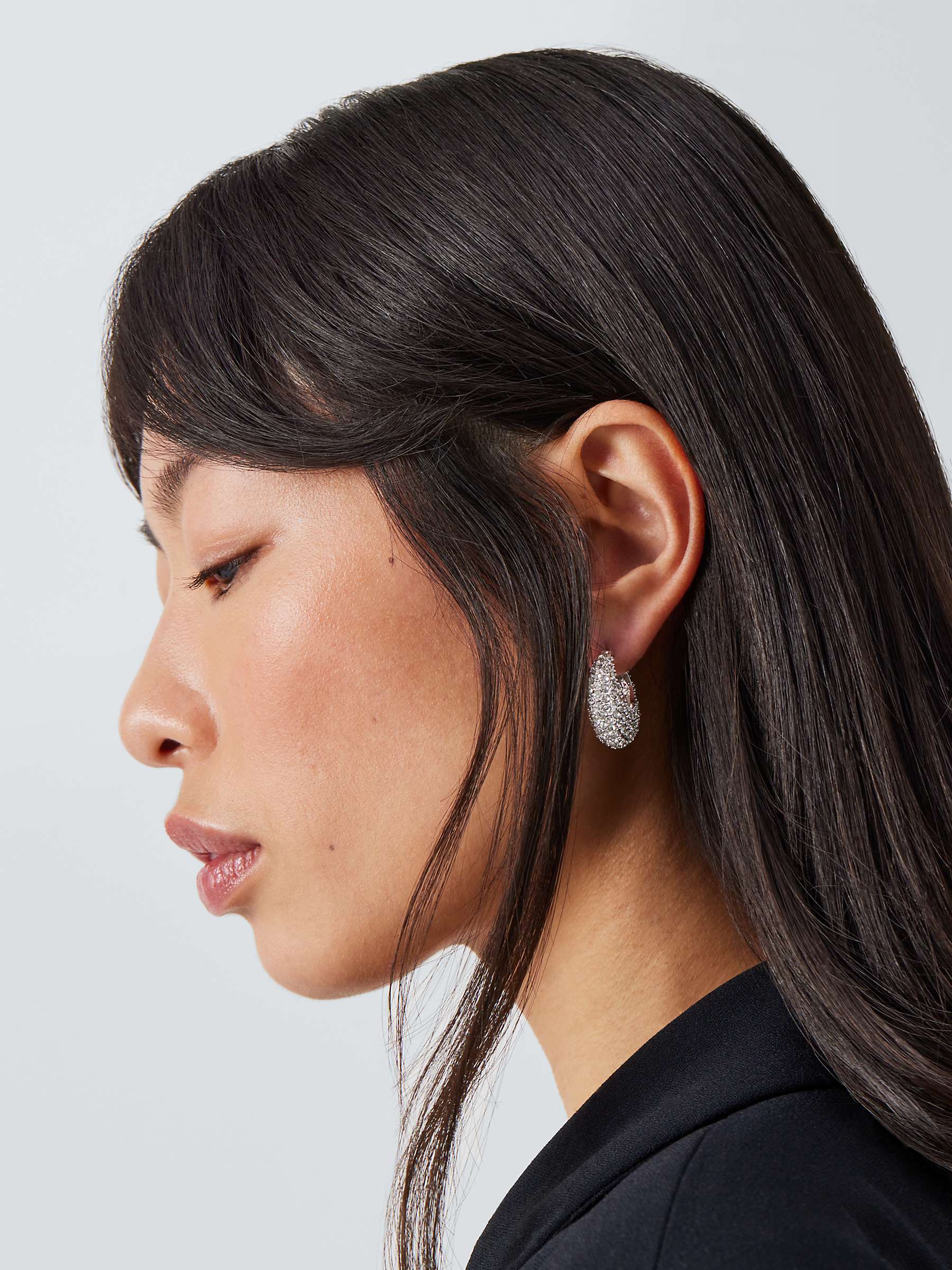 Buy John Lewis Diamante Encrusted Half Hoop Earrings, Silver Online at johnlewis.com