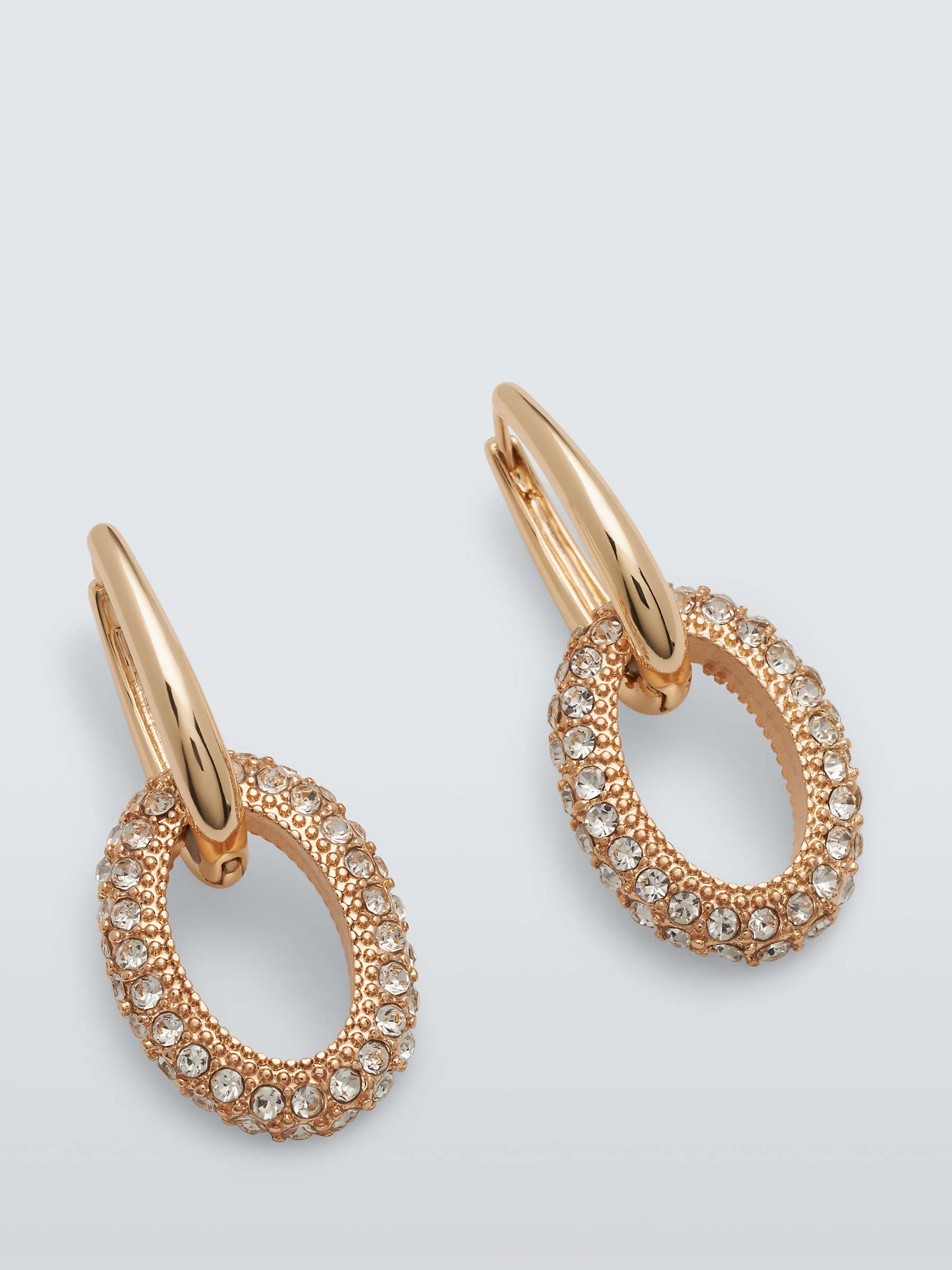 Buy John Lewis Oval Diamante Drop Earrings, Gold Online at johnlewis.com