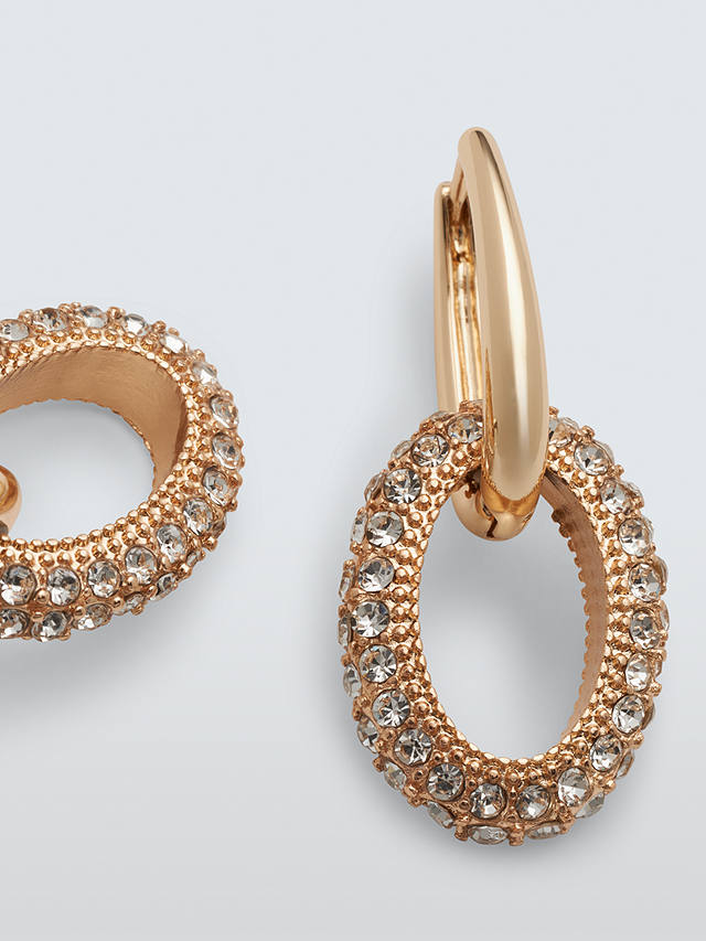 John Lewis Oval Diamante Drop Earrings, Gold