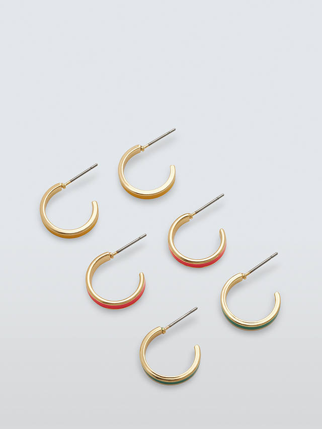 John Lewis Enamel Mini Hoop Earrings, Set of 3, Multi