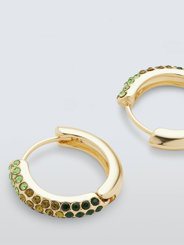 John Lewis Ombre Diamante Hoop Earrings, Gold/Green