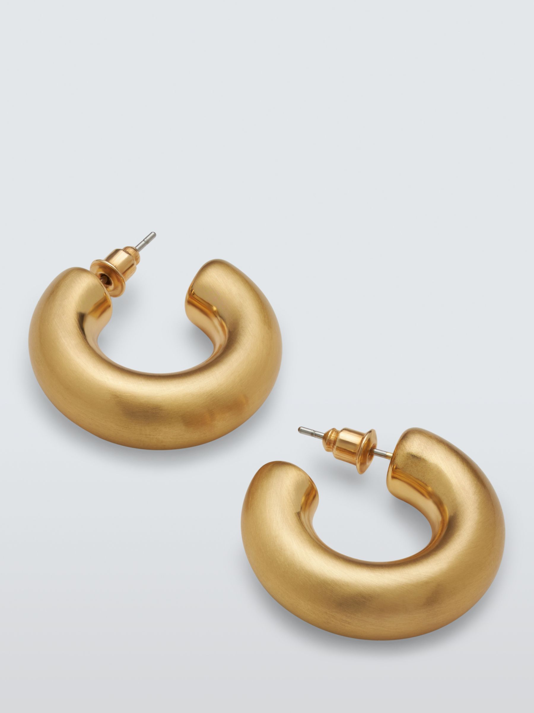 John Lewis Brushed Chunky Hoop Earrings, Gold at John Lewis & Partners