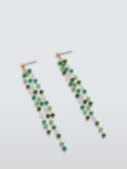 John Lewis Triple Row Mini Facetted Bead Drop Earrings, Green