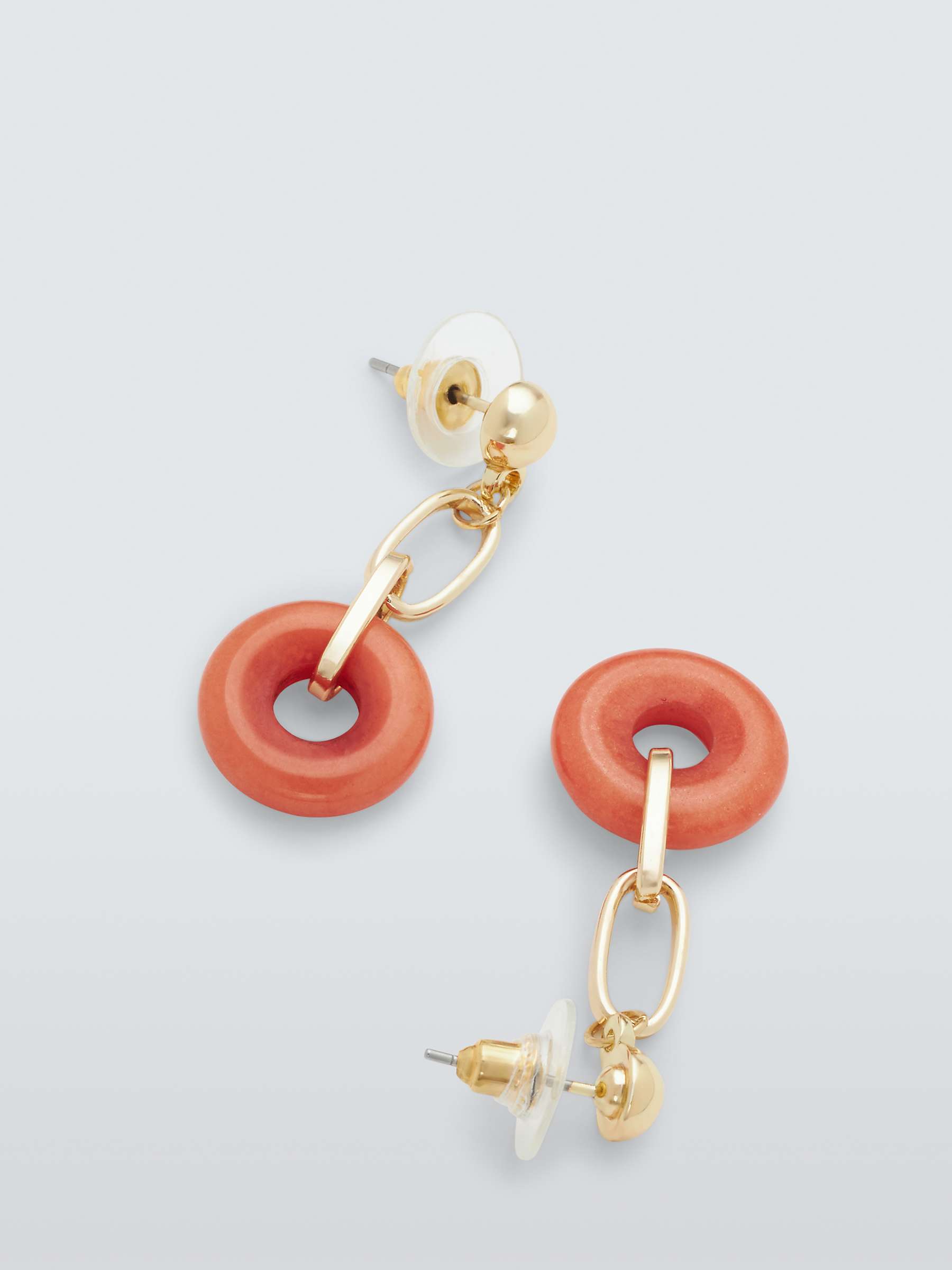 Buy John Lewis Agate Circle and Link Drop Earrings, Gold/Orange Online at johnlewis.com
