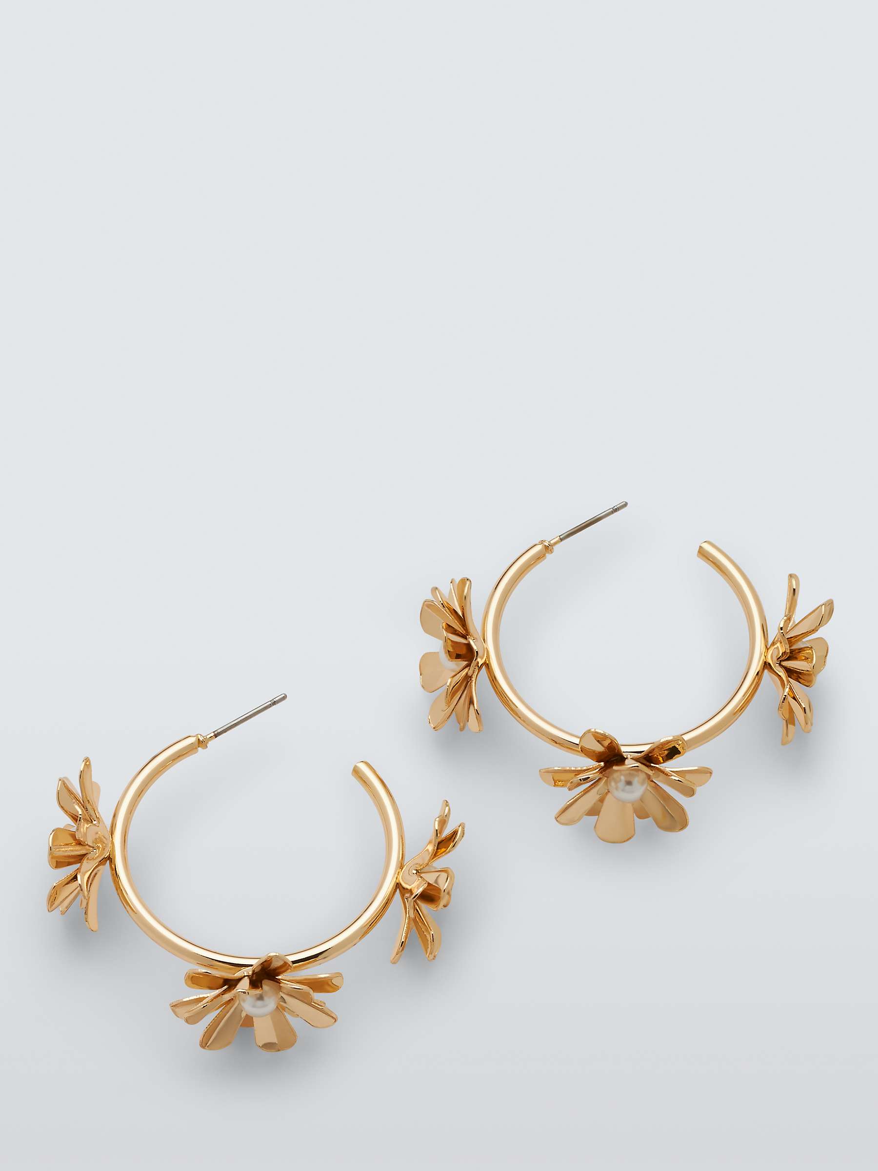 Buy John Lewis Faux Pearl Flowers Half Hoop Earrings, Gold Online at johnlewis.com
