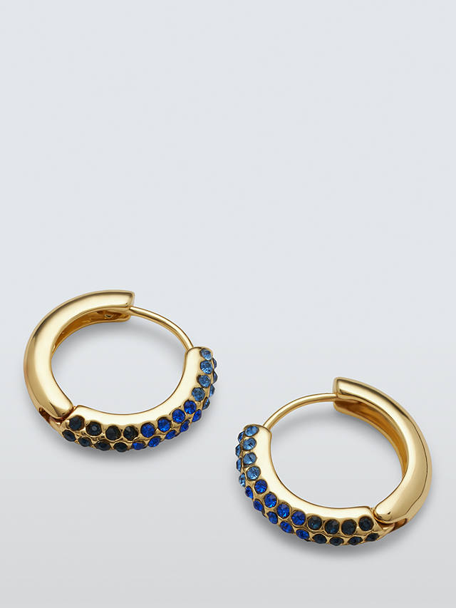John Lewis Diamante Ombre Hoop Earrings, Gold/Blue