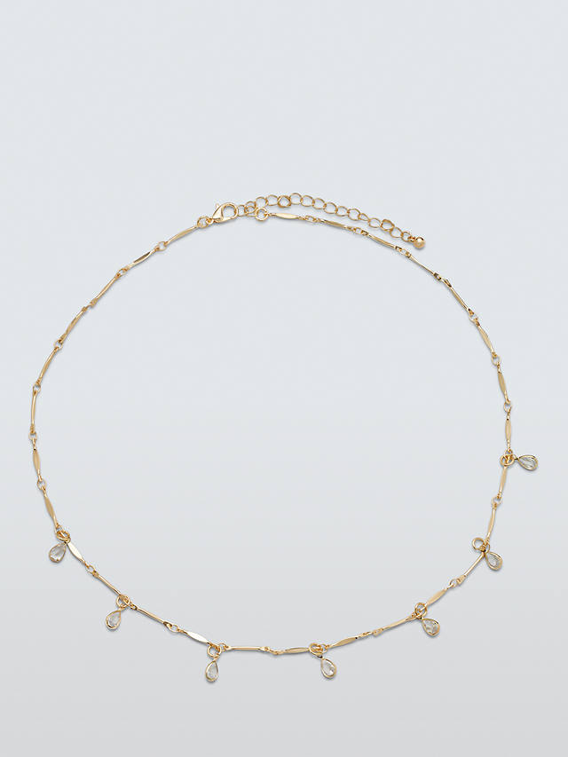 John Lewis Crystal Droplet Bar Necklace, Gold